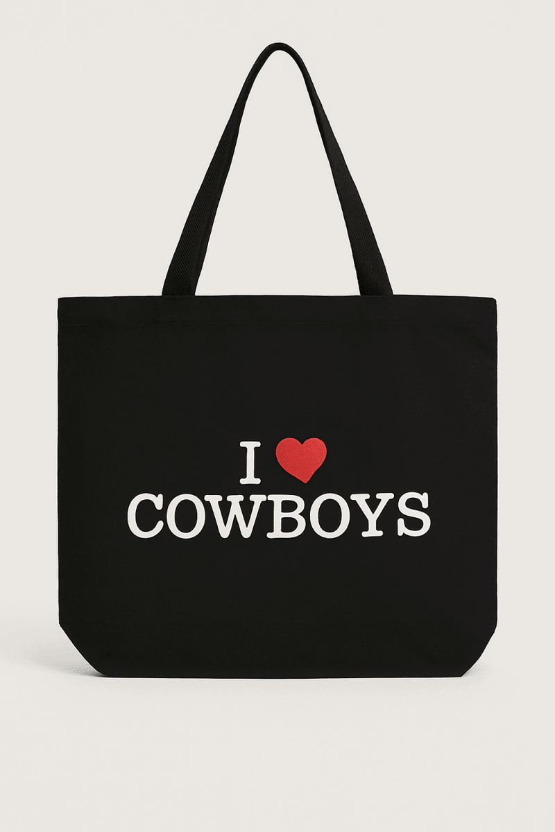 Shop Brunette The Label Brunette The Label "I Love Cowboys" Tote Bag Tote Bag for women – premium loungewear and festival fashion at Spoiled Brat