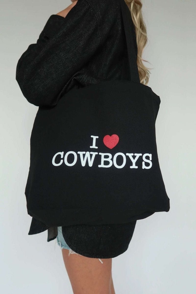 Shop Brunette The Label Brunette The Label "I Love Cowboys" Tote Bag Tote Bag for women – premium loungewear and festival fashion at Spoiled Brat