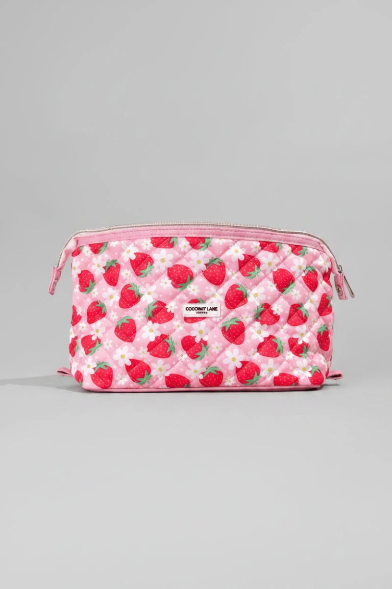 Shop Coconut Lane Coconut Lane Quilted Berry Cute Expandable Cosmetic Bag Cosmetic Case for women – premium loungewear and festival fashion at Spoiled Brat