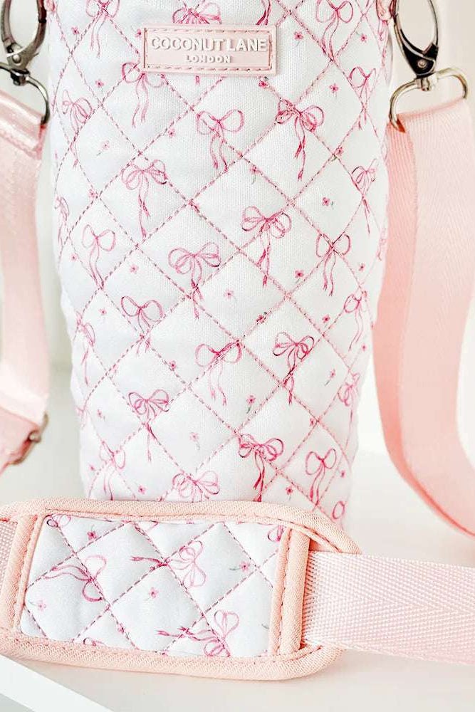 Shop Coconut Lane Coconut Lane Quilted Dainty Bows Tumbler Carry Case Water Bottle for women – premium loungewear and festival fashion at Spoiled Brat