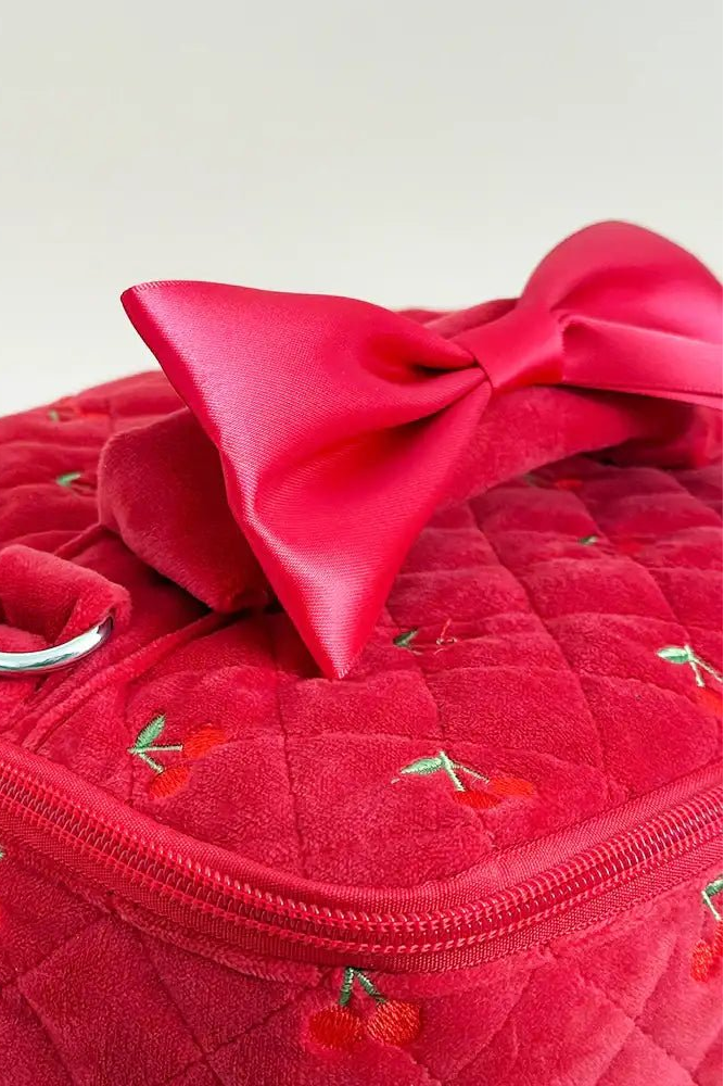 Shop Coconut Lane Coconut Lane Travel Vanity Case in Cherry Velvet Cosmetic Case for women – premium loungewear and festival fashion at Spoiled Brat