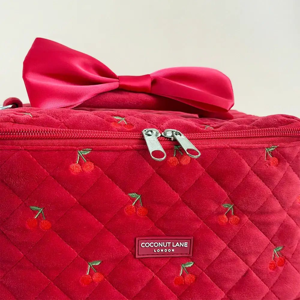 Coconut Lane Travel Vanity Case in Cherry Velvet - Spoiled Brat