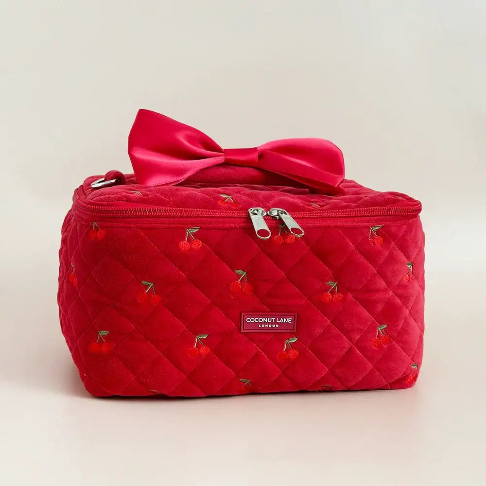 Coconut Lane Travel Vanity Case in Cherry Velvet - Spoiled Brat