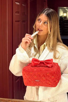 Shop Coconut Lane Coconut Lane Travel Vanity Case in Cherry Velvet Cosmetic Case for women – premium loungewear and festival fashion at Spoiled Brat