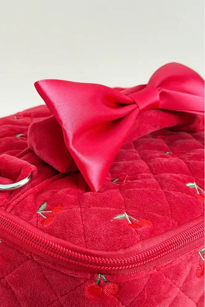 Shop Coconut Lane Coconut Lane Travel Vanity Case in Cherry Velvet Cosmetic Case for women – premium loungewear and festival fashion at Spoiled Brat