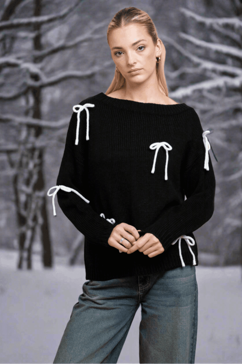 Shop Daisy Street Daisy Street Bow Detail Jumper Jumper for women – premium loungewear and festival fashion at Spoiled Brat
