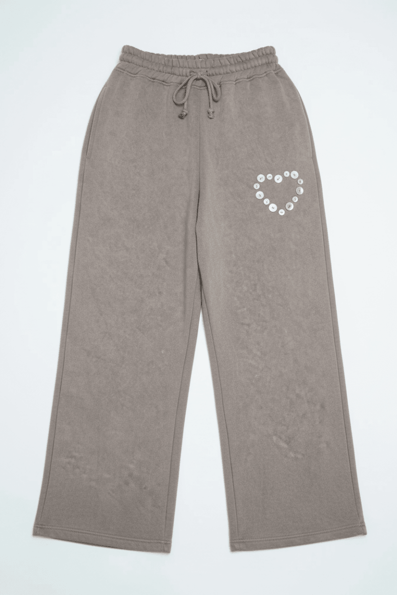 Shop Daisy Street Daisy Street Button Heart Grey Jogger Jogger Bottoms for women – premium loungewear and festival fashion at Spoiled Brat