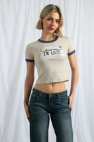 Daisy Street California Licence Plate Ringer Tee - Spoiled Brat