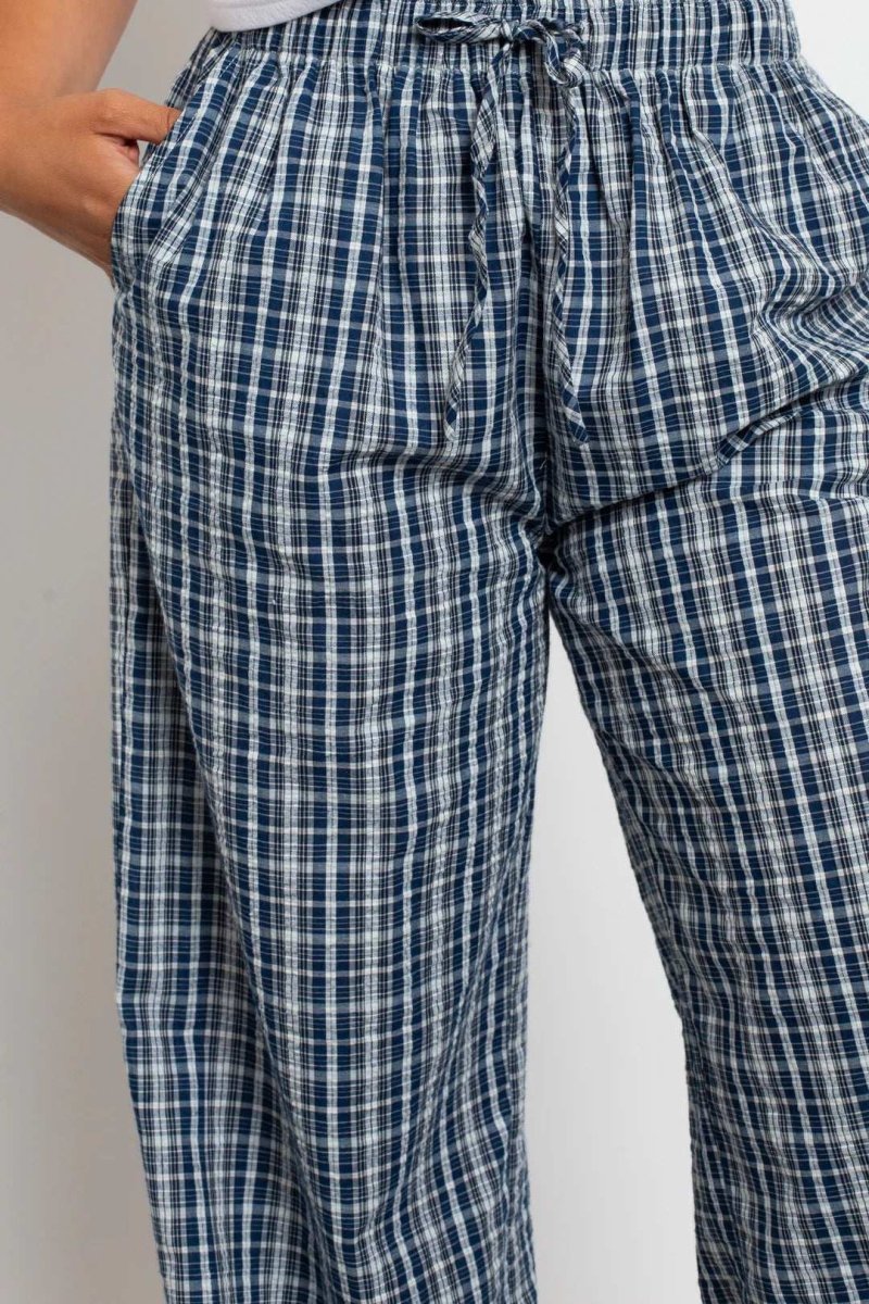 Shop Daisy Street Daisy Street Check Wide Leg Trouser with Drawcord Waist Jogger Bottoms for women – premium loungewear and festival fashion at Spoiled Brat