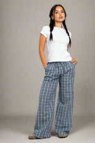 Shop Daisy Street Daisy Street Check Wide Leg Trouser with Drawcord Waist Jogger Bottoms for women – premium loungewear and festival fashion at Spoiled Brat