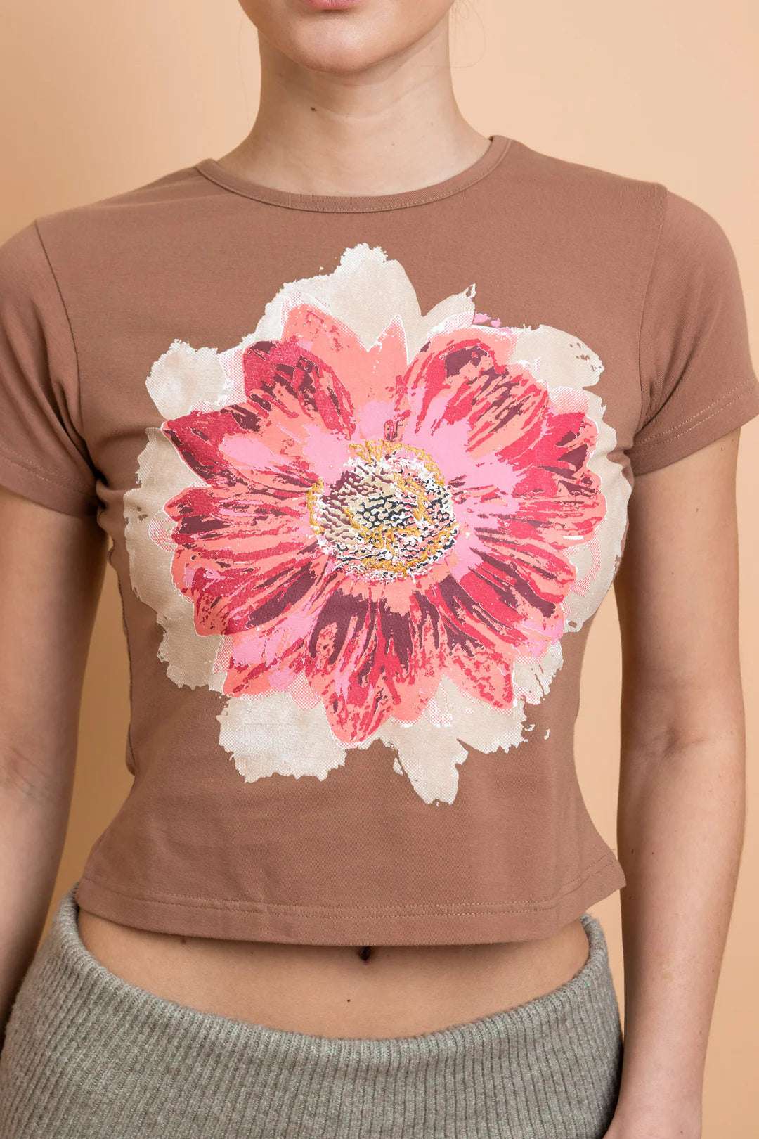 Daisy Street Flower Motif Baby Tee - Spoiled Brat