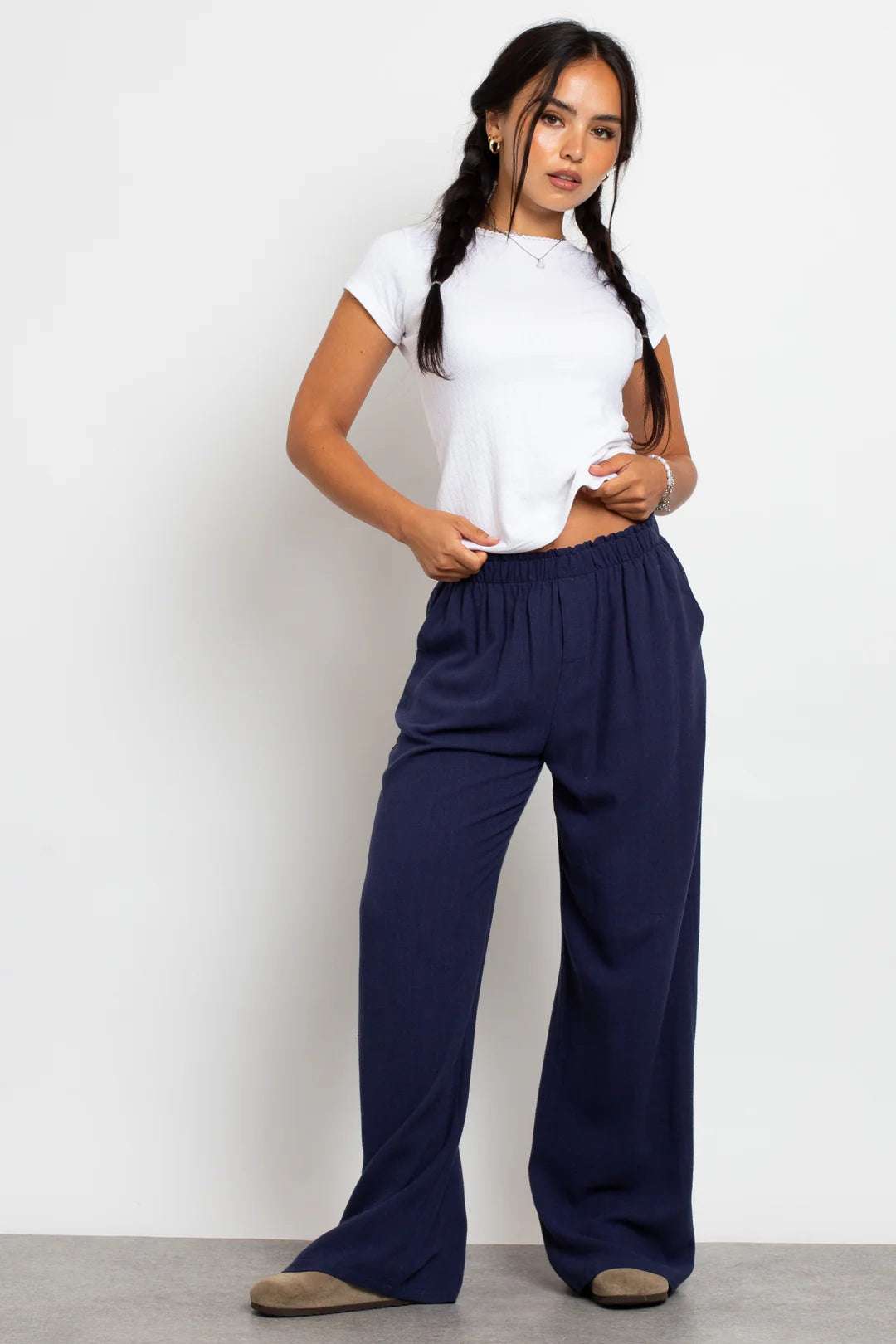Daisy Street Mid Rise Wide Leg Joggers by Daisy Street – Jogger Bottoms – Blue | Spoiled Brat UK