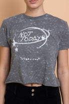 Shop Daisy Street Daisy Street Not Today Snow Washed Baby Tee T-Shirts for women – premium loungewear and festival fashion at Spoiled Brat