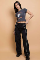 Shop Daisy Street Daisy Street Piping Detail Trousers with Star Pockets Trousers for women – premium loungewear and festival fashion at Spoiled Brat