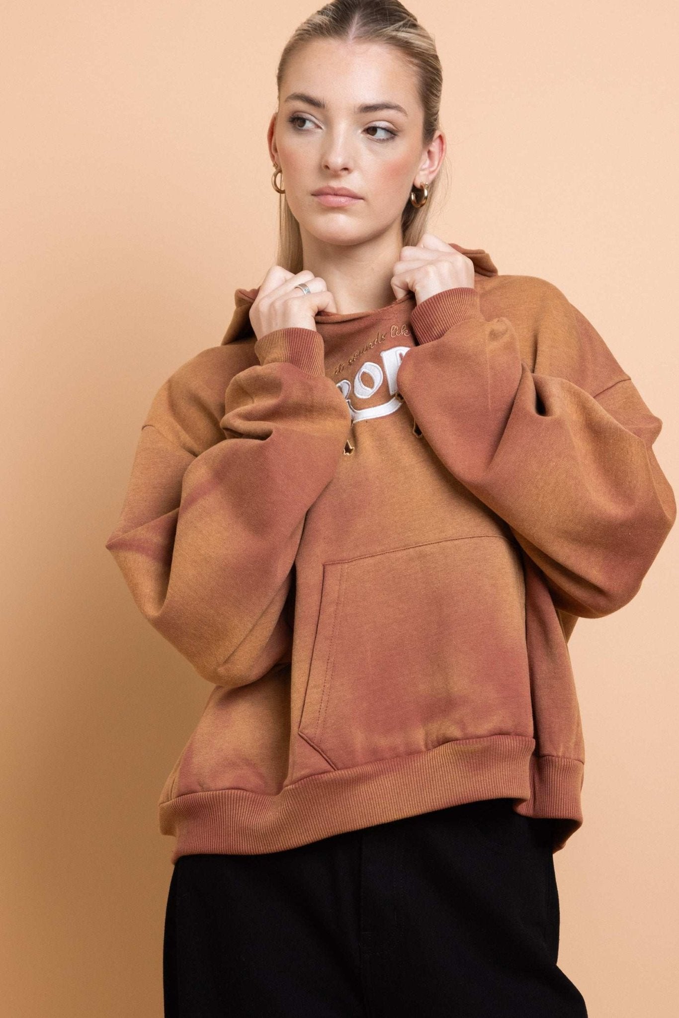 Shop Daisy Street Daisy Street Problem V Neck Hoodie Hoodie for women – premium loungewear and festival fashion at Spoiled Brat