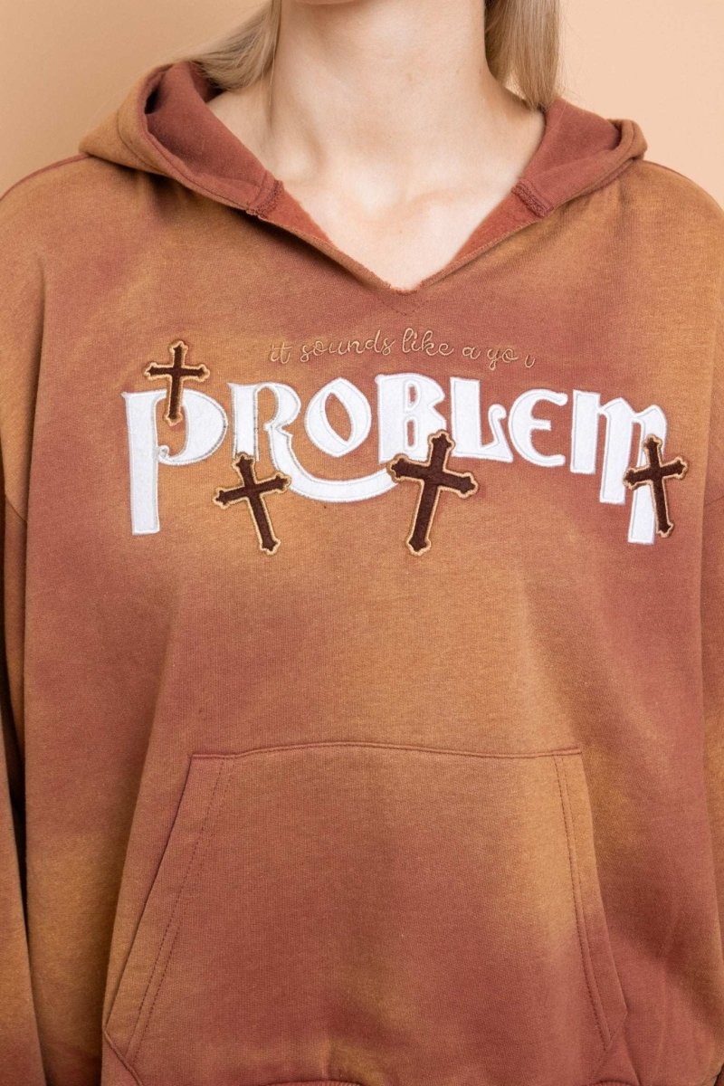Shop Daisy Street Daisy Street Problem V Neck Hoodie Hoodie for women – premium loungewear and festival fashion at Spoiled Brat