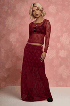 Shop Daisy Street Daisy Street Red Lace Maxi Skirt with Bows Maxi Skirt for women – premium loungewear and festival fashion at Spoiled Brat