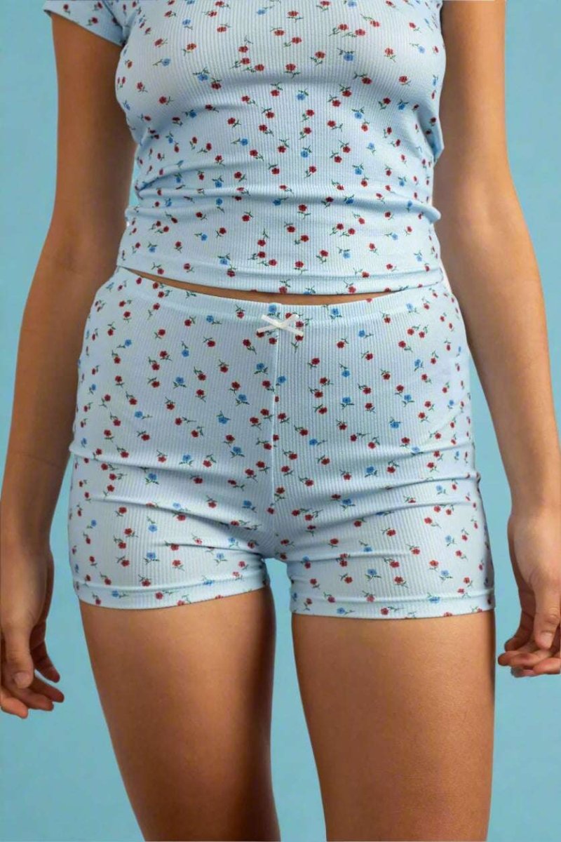 Shop Daisy Street Daisy Street Ribbed Jersey Shorts Pyjamas for women – premium loungewear and festival fashion at Spoiled Brat