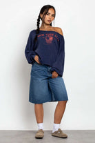 Shop Daisy Street Daisy Street Slashed Neck NYC Sweater Sweater for women – premium loungewear and festival fashion at Spoiled Brat