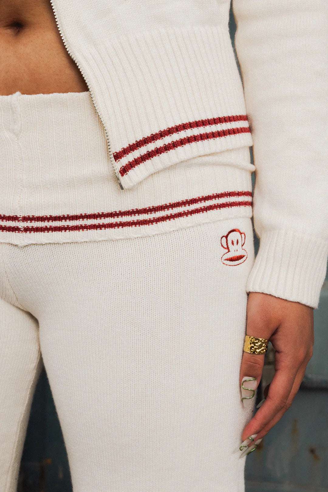 Shop Daisy Street Daisy Street x Paul Frank Fold Over Flared Knit Trousers Sweatpants for women – premium loungewear and festival fashion at Spoiled Brat