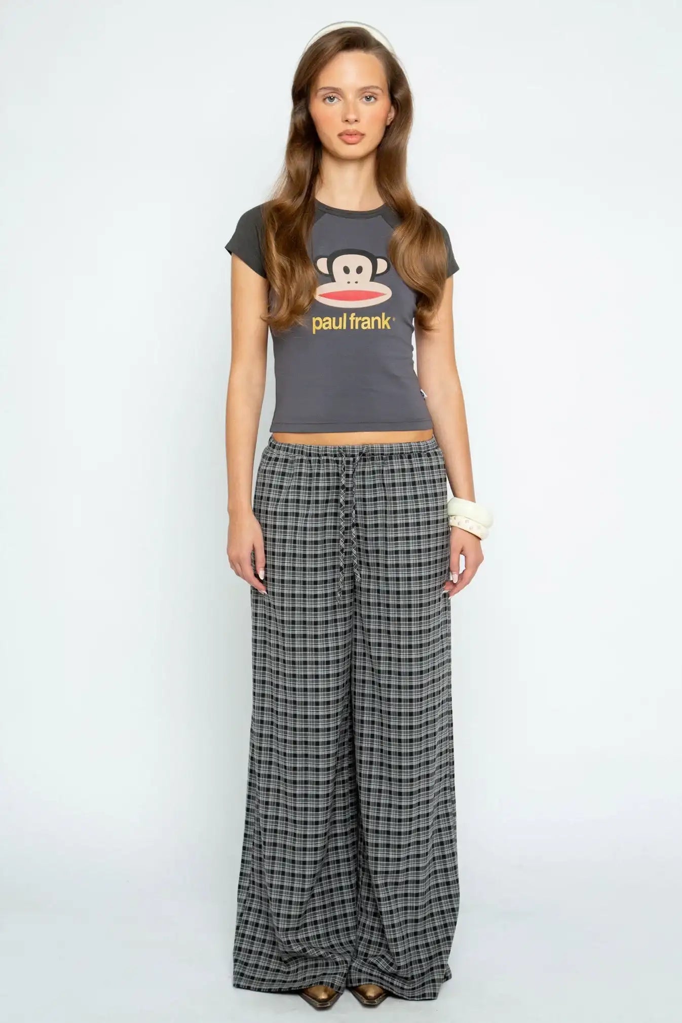 Shop Daisy Street Paul Frank x Daisy Street Grey Raglan Cropped Tee with Julius Face T-Shirt for women – premium loungewear and festival fashion at Spoiled Brat