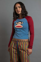 Shop Daisy Street Paul Frank x Daisy Street Long Sleeved Raglan Top Long Sleeved Top for women – premium loungewear and festival fashion at Spoiled Brat