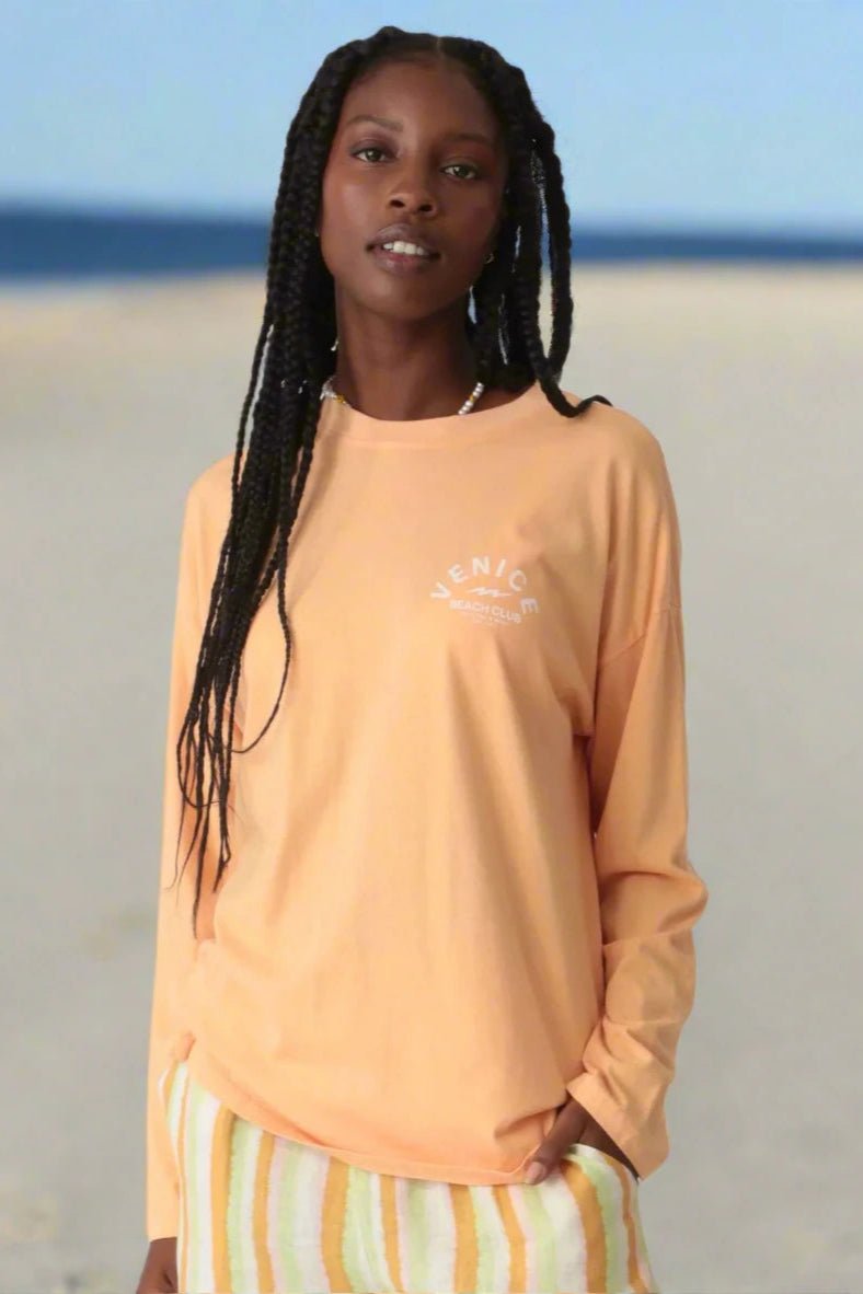 Electric and Rose Camden Boyfriend Tee - Beach Club Graphic by Electric and Rose – Long Sleeved Top – S | Spoiled Brat UK