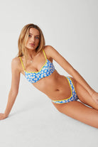 Shop Frankies Bikinis Frankies Bikinis Cola Underwire Balconette Bikini Top in Blue Daisy Bikini Top for women – premium loungewear and festival fashion at Spoiled Brat