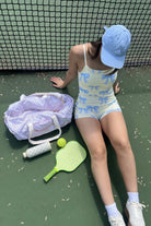 Shop Happy Camp3r Happy Camp3r Blue Bows Active Romper Suit Romper for women – premium loungewear and festival fashion at Spoiled Brat