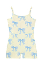 Shop Happy Camp3r Happy Camp3r Blue Bows Active Romper Suit Romper for women – premium loungewear and festival fashion at Spoiled Brat