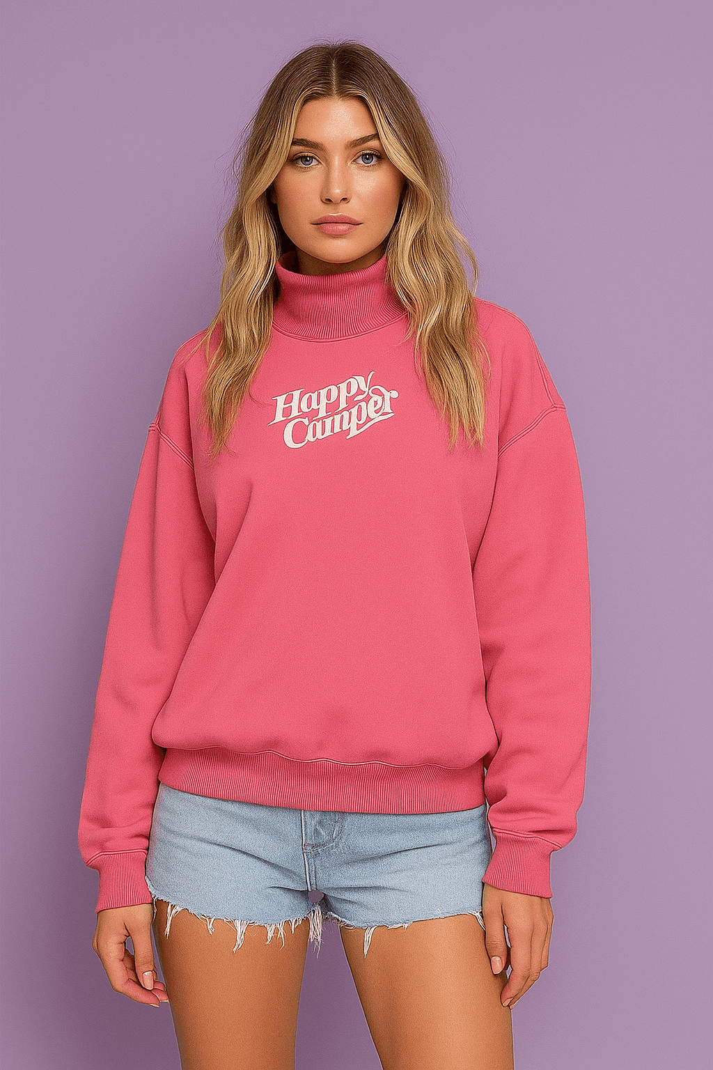 Happy Camp3r Hot Pink Mockneck Sweatshirt - Spoiled Brat