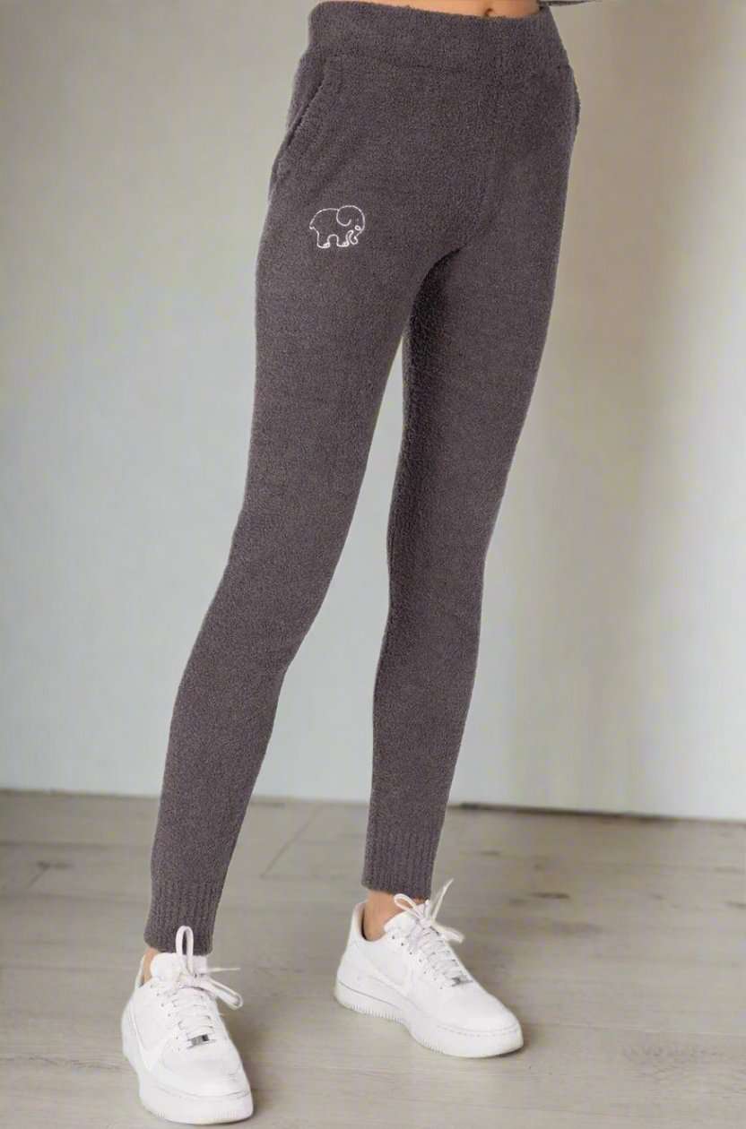 Ivory Ella Smiley Dark Heather Grey Knit Joggers by Ivory Ella – Trousers – S | Spoiled Brat UK
