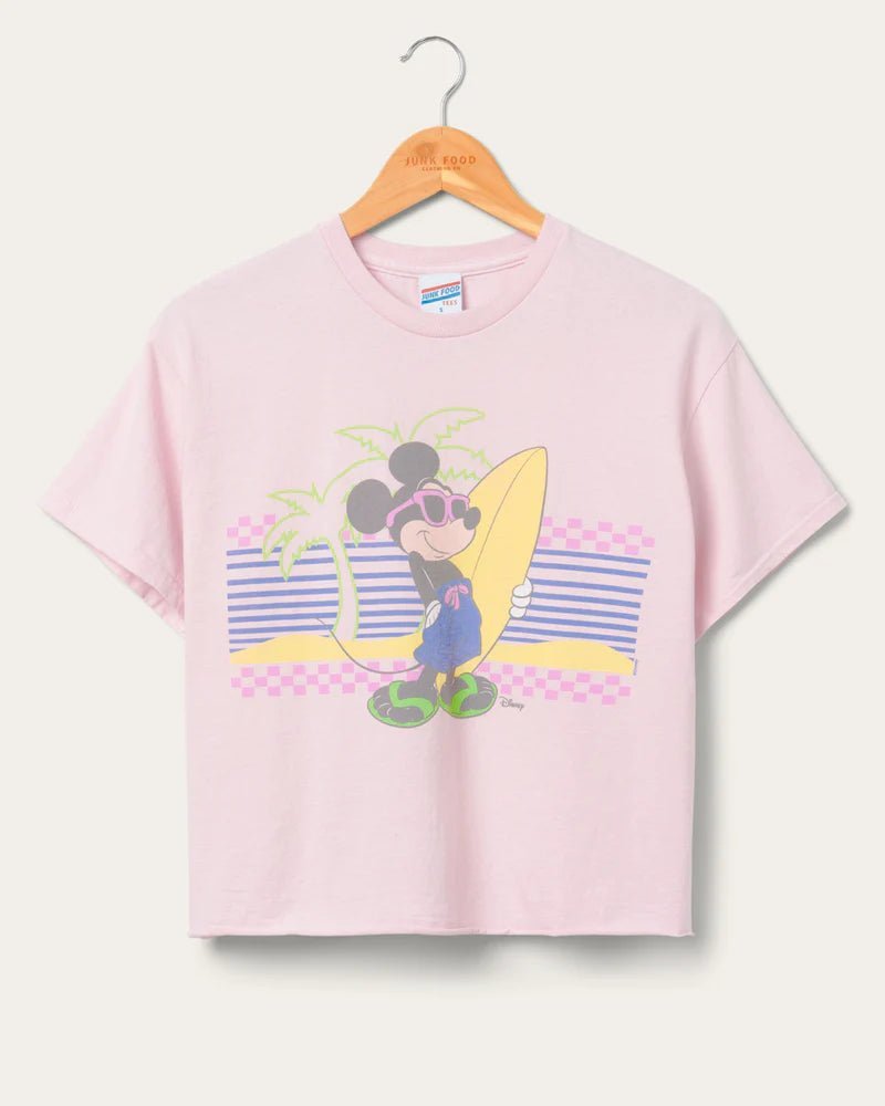 Shop Junk Food Junk Food Mickey Surf Flea Market Crop Top T-Shirt for women – premium loungewear and festival fashion at Spoiled Brat