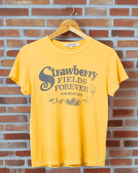 Shop Junk Food Junk Food Strawberry Fields The Beatles T-Shirt as seen on Sabrina Carpenter T-Shirt for women – premium loungewear and festival fashion at Spoiled Brat