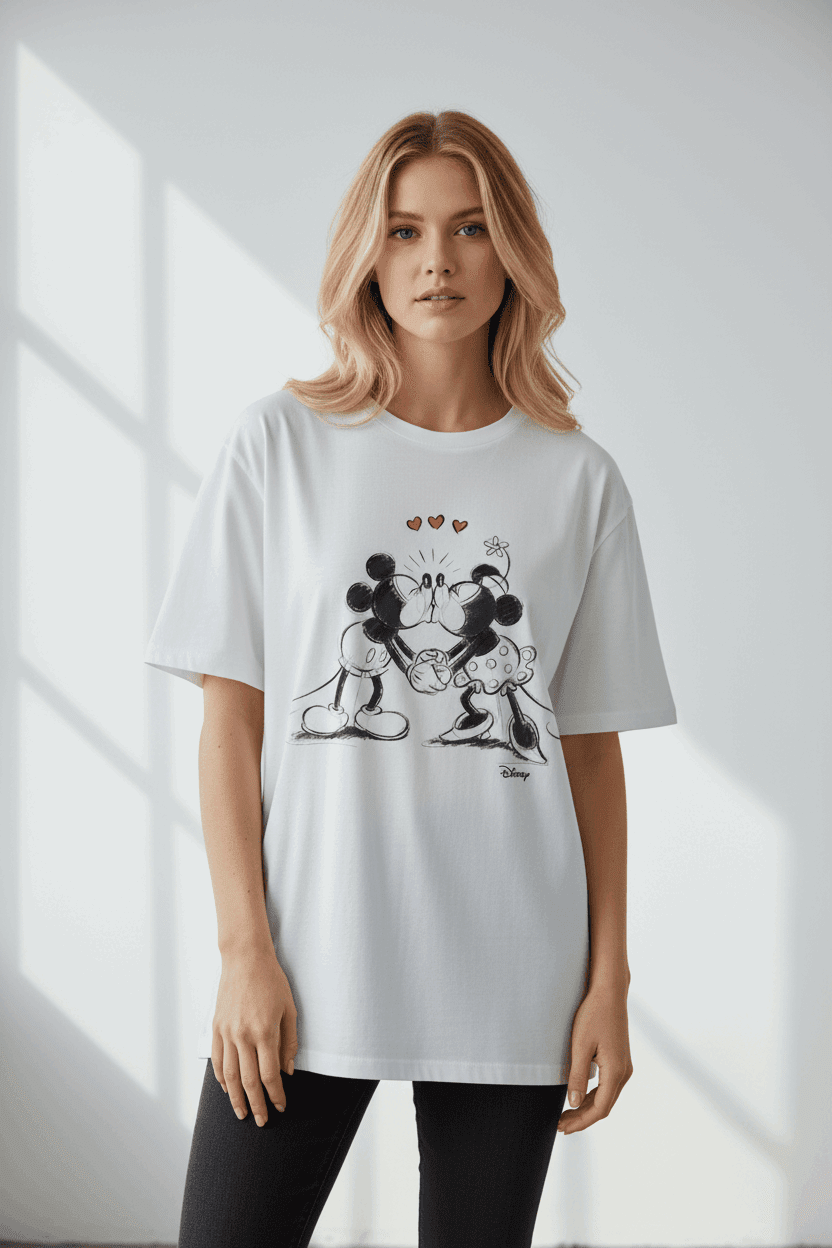 JUNKFOOD Disney Mickey and Minnie Kisses T-Shirt - Spoiled Brat