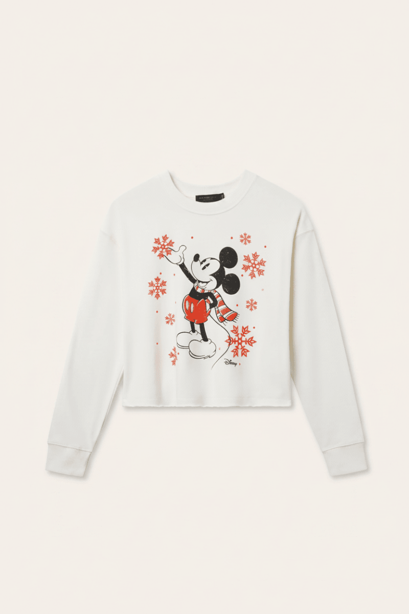 Shop Junk Food JUNKFOOD Disney Mickey Snowflake Christmas Jumper Jumper for women – premium loungewear and festival fashion at Spoiled Brat