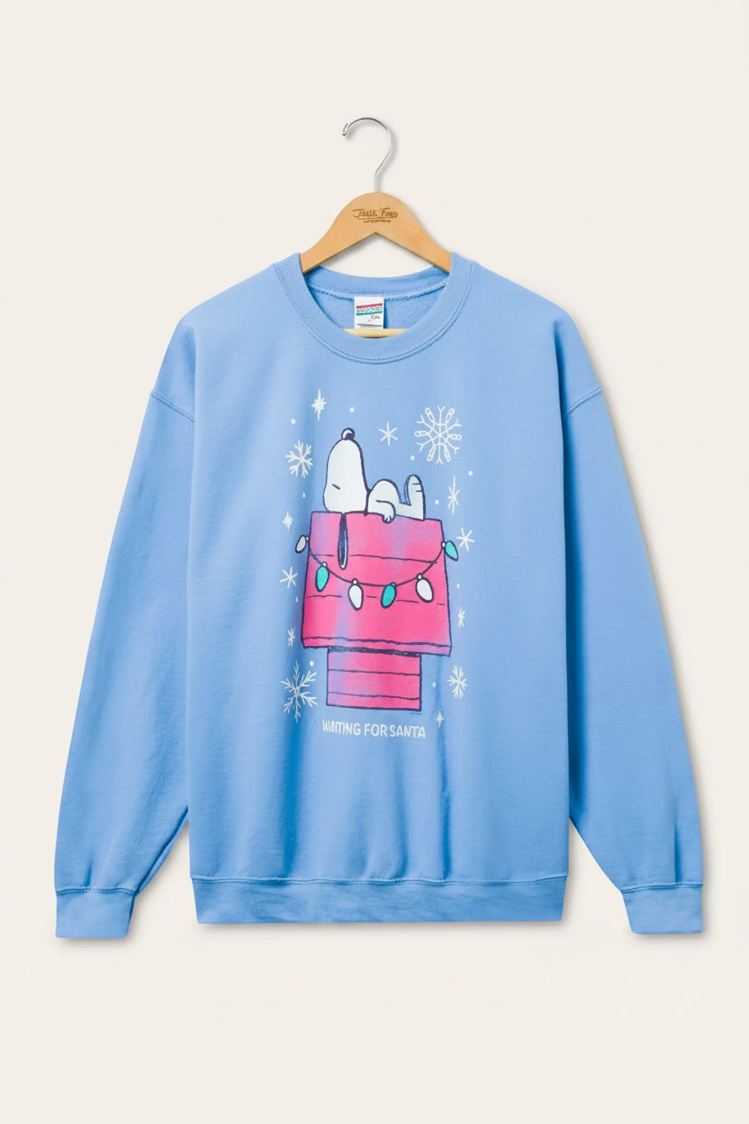 Shop Junk Food JUNKFOOD Snoopy Waiting for Santa Christmas Jumper Jumper for women – premium loungewear and festival fashion at Spoiled Brat