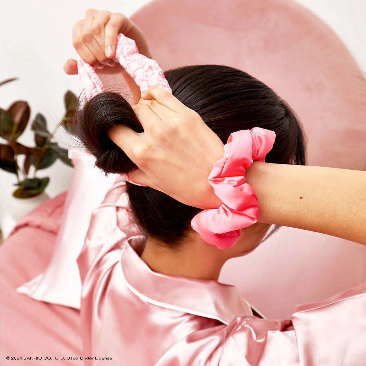 Shop Kitsch Hello Kitty x Kitsch Recycled Fabric Puffy Scrunchies 3pc Set Hair Band for women – premium loungewear and festival fashion at Spoiled Brat