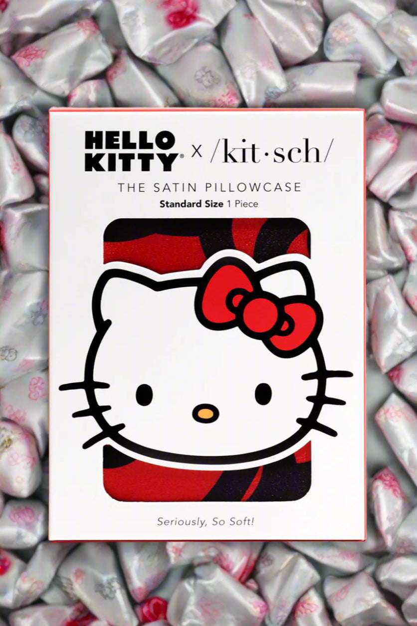 Hello Kitty x Kitsch Satin Pillowcase - Hello Kitty Bathes in a Sea of Bows - Spoiled Brat