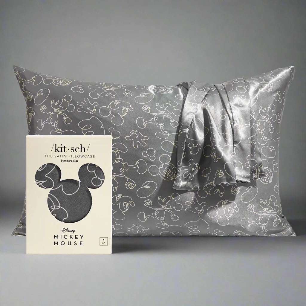 Shop Kitsch Kitsch & Mickey and Minnie Satin Pillowcase Standard Mickey Magic - Charcoal Pillow for women – premium loungewear and festival fashion at Spoiled Brat