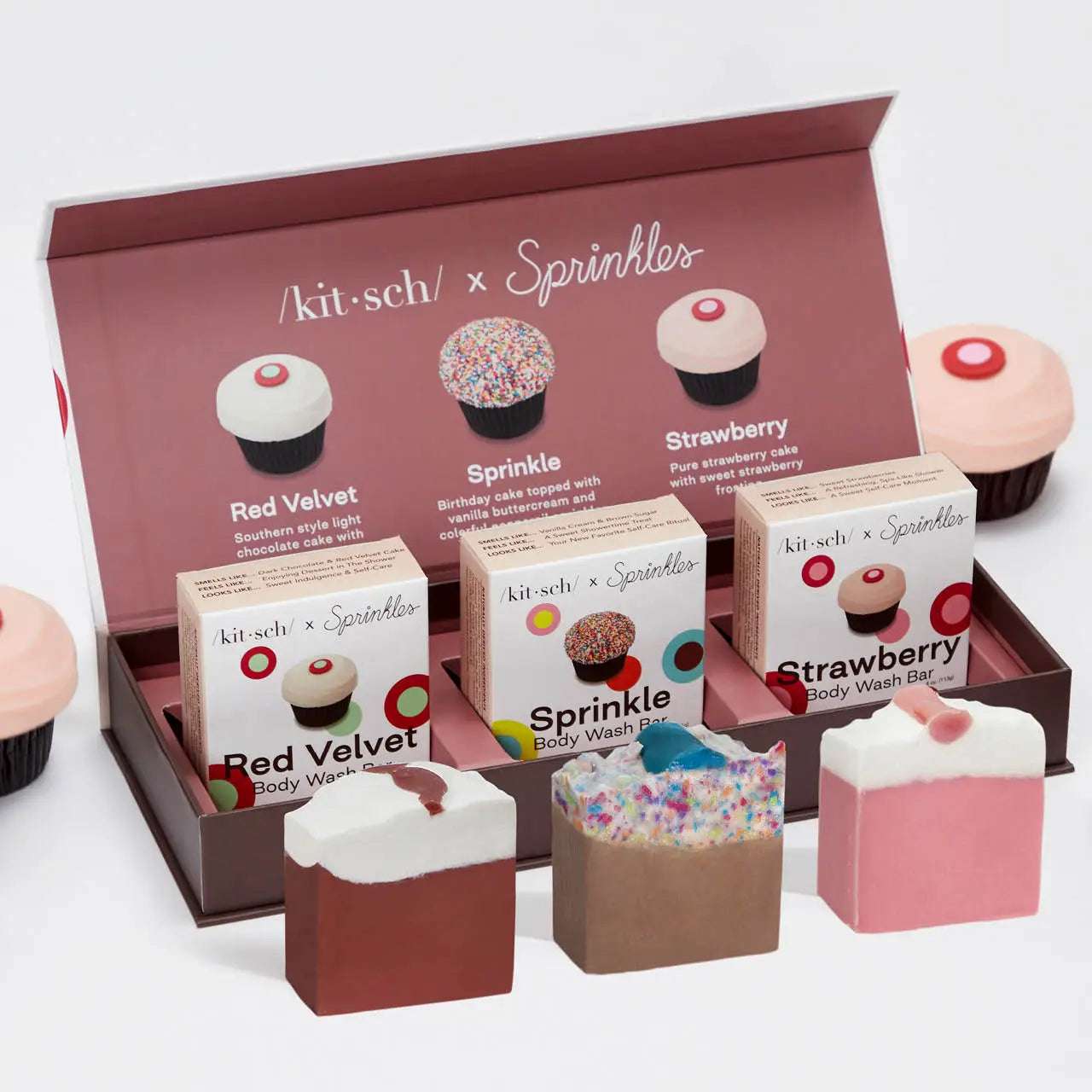 Shop Kitsch Sprinkles Cupcakes X Kitsch 3 Pc Body Wash Set Soap for women – premium loungewear and festival fashion at Spoiled Brat