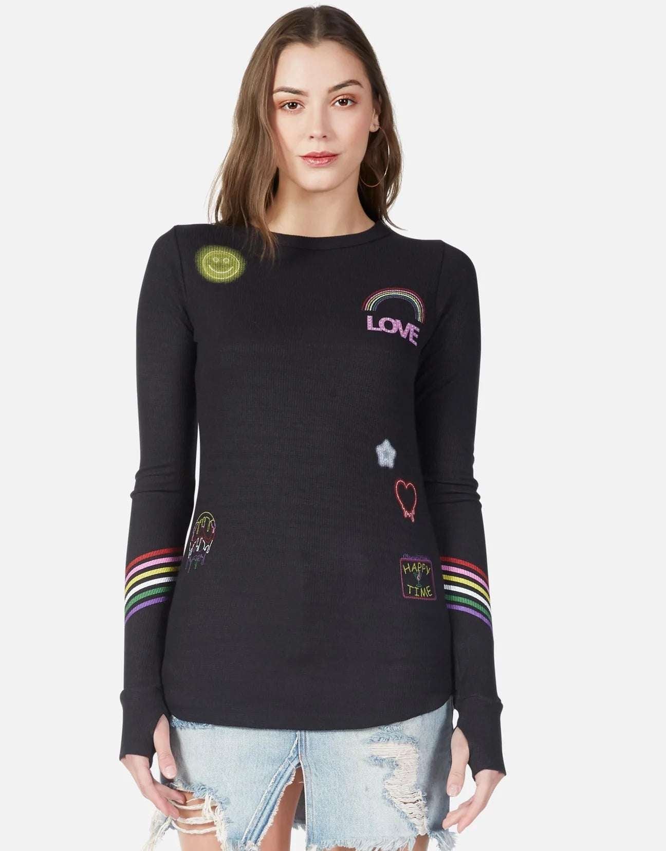 Lauren Moshi Mckinley Neon Signs Thermal Top Long Sleeved Top by Lauren Moshi as seen on celebrities