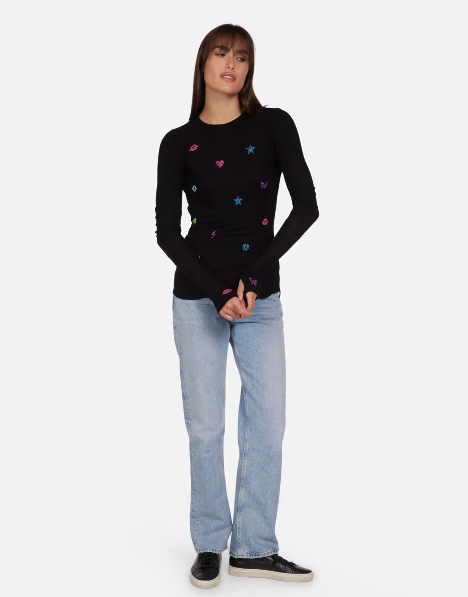 Shop Lauren Moshi Lauren Moshi McKinley Neon Stud Elements Thermal Top Long Sleeved Top for women – premium loungewear and festival fashion at Spoiled Brat