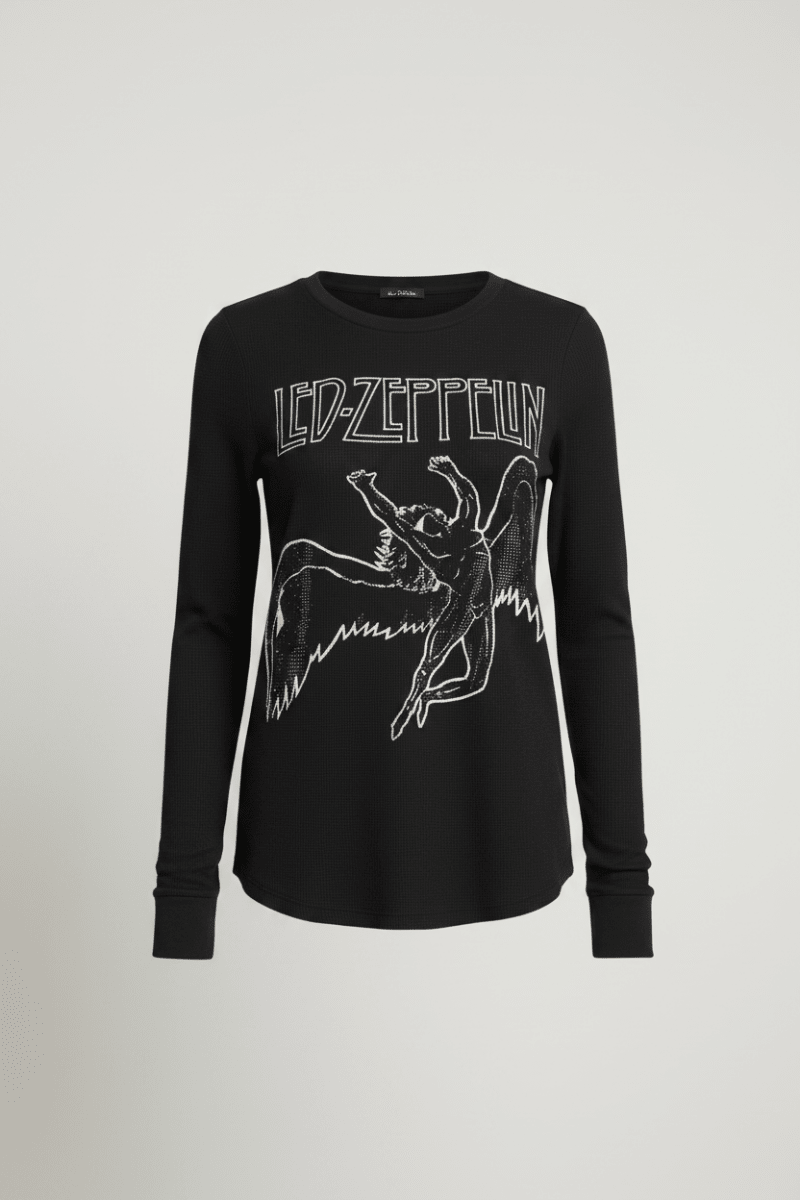 Shop Lauren Moshi Lauren Moshi McKinley X Led Zeppelin Outline Thermal Top Long Sleeved Top for women – premium loungewear and festival fashion at Spoiled Brat