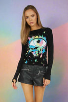 Shop Lauren Moshi Lauren Moshi McKinley X Watercolor Eye Thermal Top Long Sleeved Top for women – premium loungewear and festival fashion at Spoiled Brat