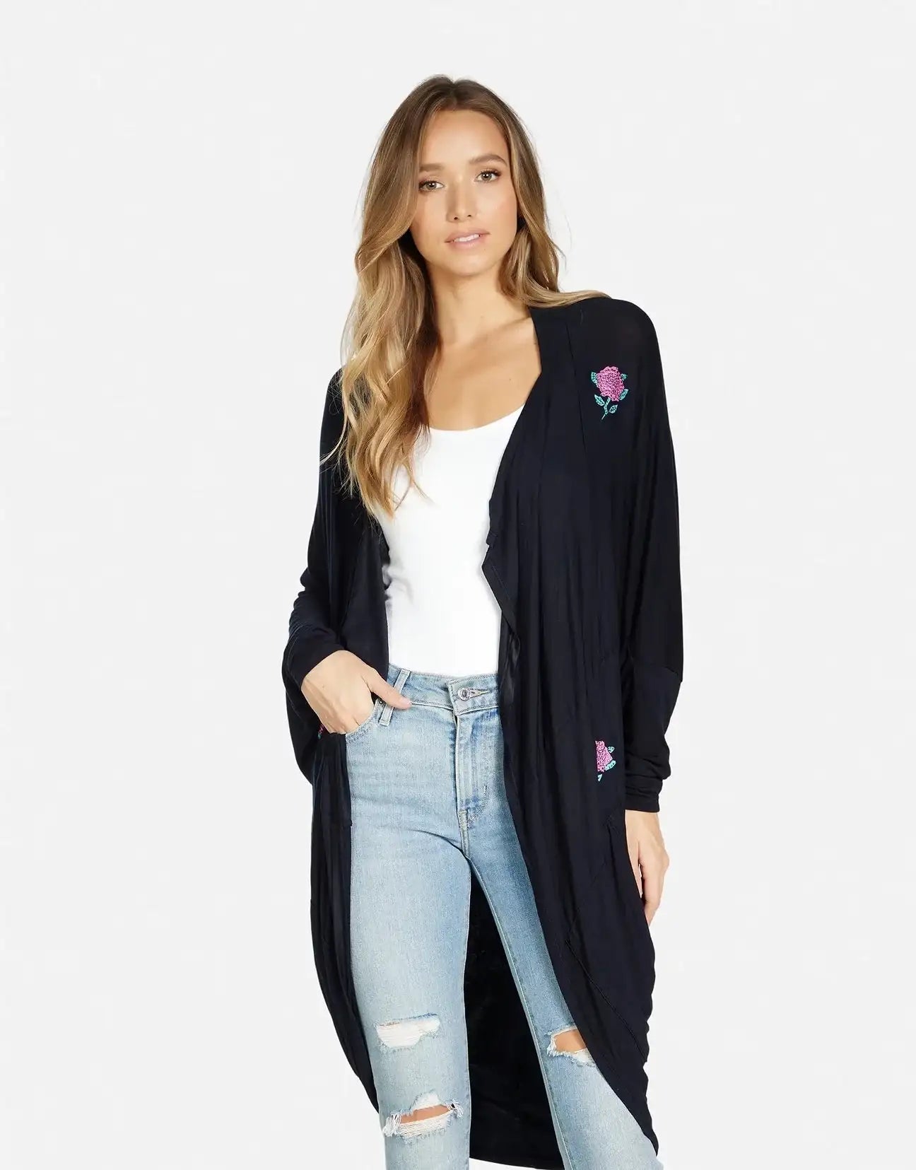 Lauren Moshi Ramona Crystal Roses Wrap Cardigan - Spoiled Brat
