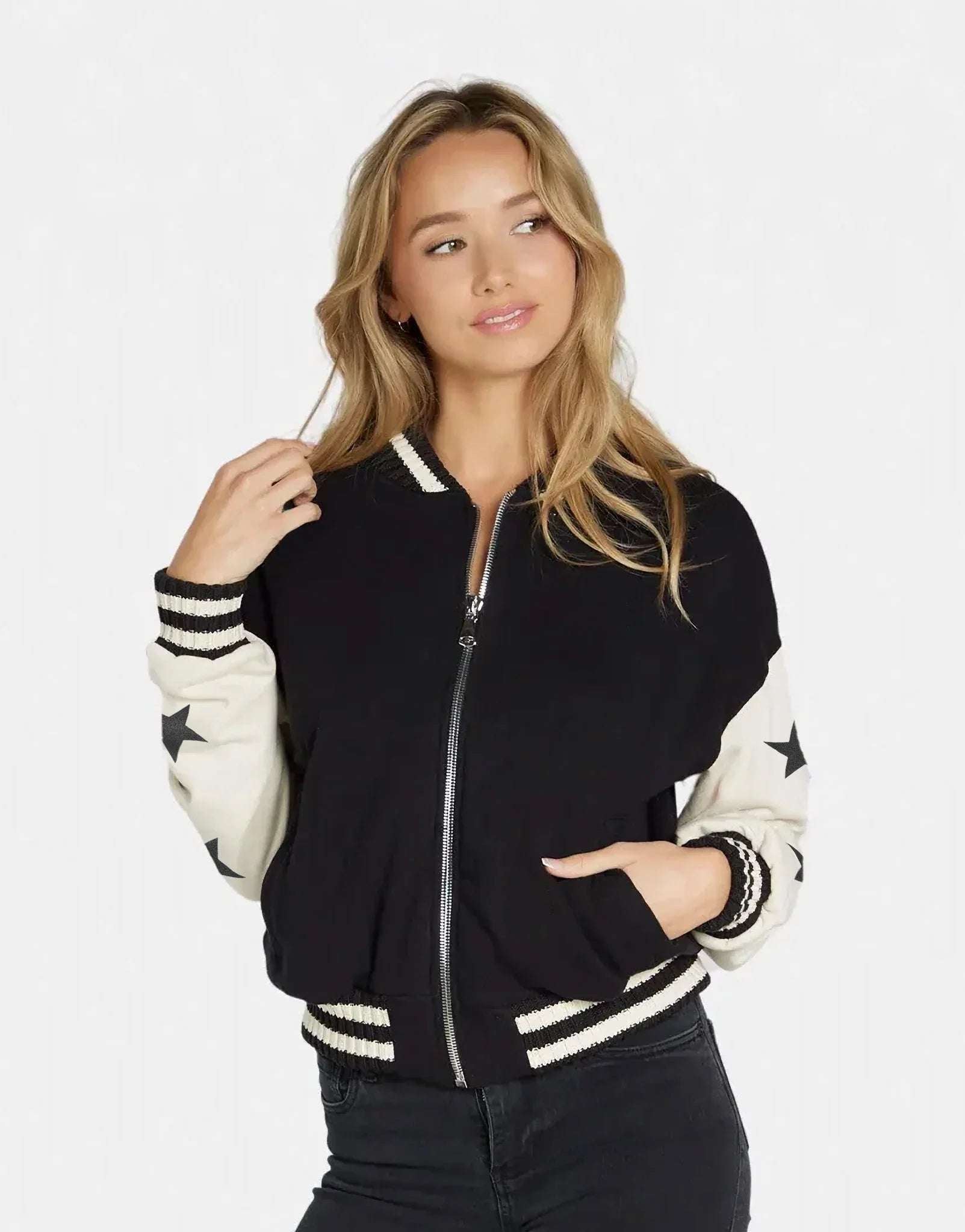 Shop Lauren Moshi Lauren Moshi Taissa Stars Zip Jacket Zip Up Hoodie for women – premium loungewear and festival fashion at Spoiled Brat
