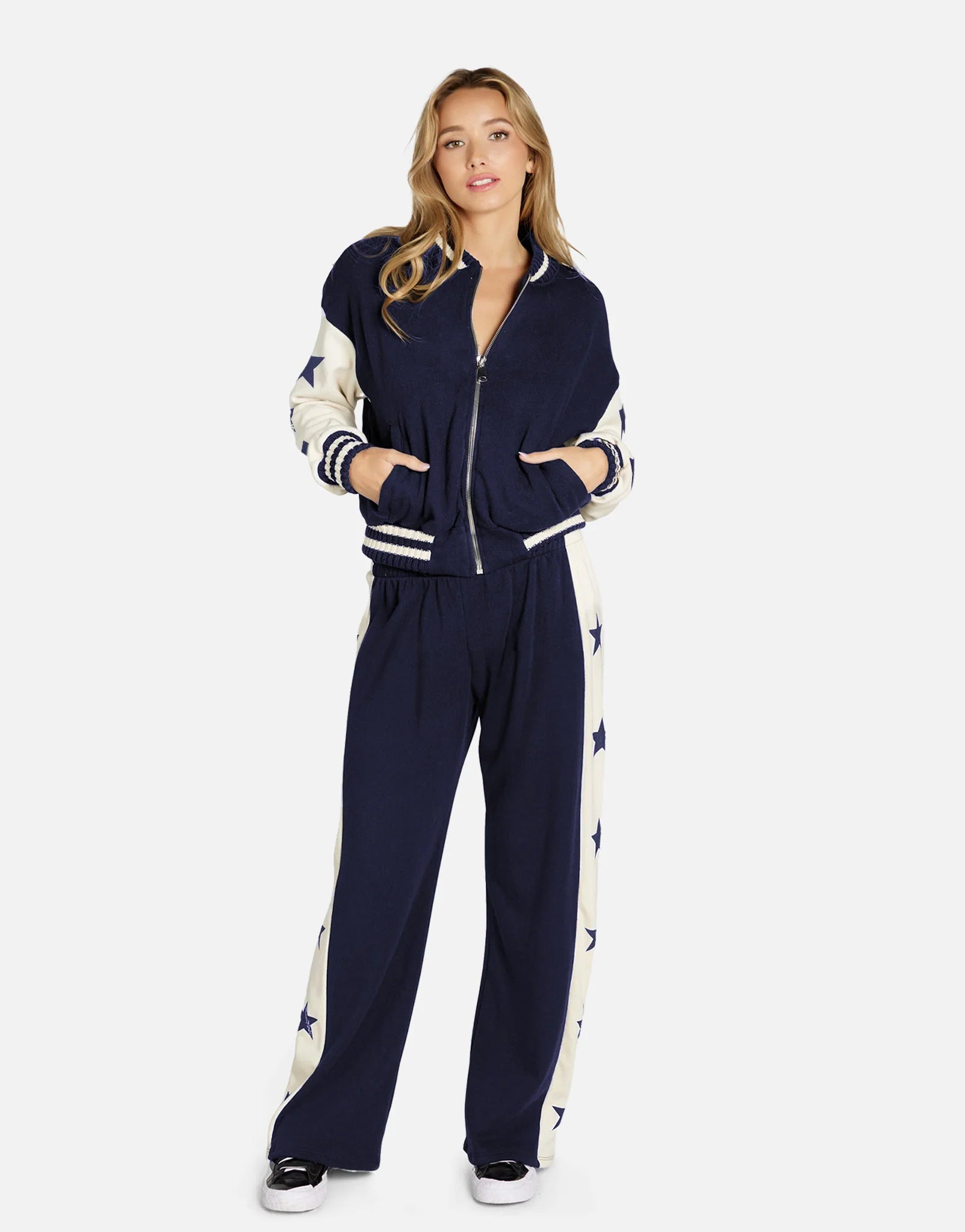 Shop Lauren Moshi Lauren Moshi Taissa Stars Zip Jacket Zip Up Hoodie for women – premium loungewear and festival fashion at Spoiled Brat