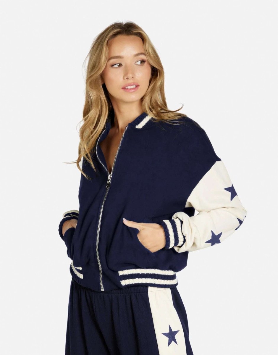 Shop Lauren Moshi Lauren Moshi Taissa Stars Zip Jacket Zip Up Hoodie for women – premium loungewear and festival fashion at Spoiled Brat