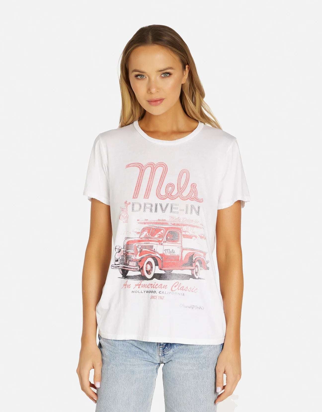 Lauren Moshi Wolf Mels Drive-In Boyfriend T-Shirt T-Shirt by Lauren Moshi as seen on celebrities